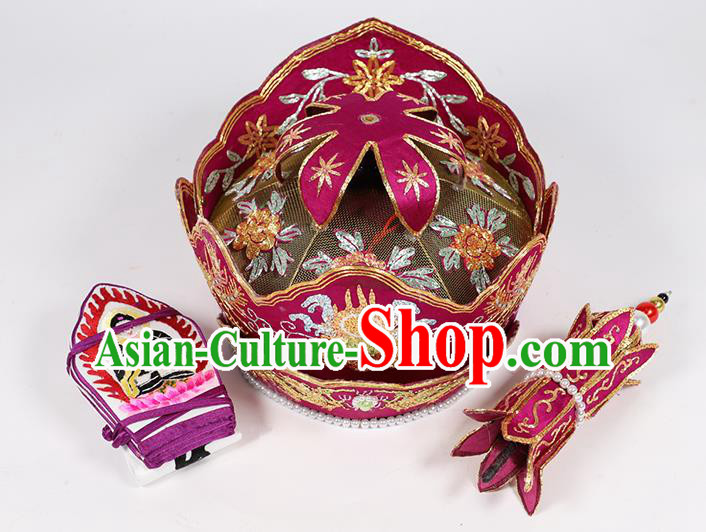 Traditional Chinese Monk Purple Hats Buddhism Headwear for Men