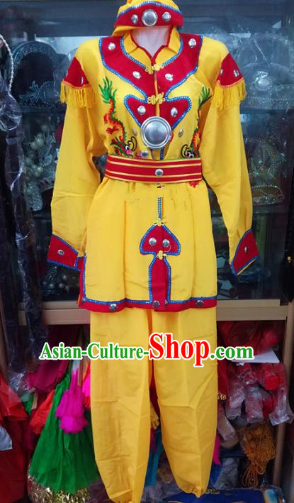 Chinese Traditional Beijing Opera Takefu Costume Peking Opera Martial Yellow Clothing for Adults