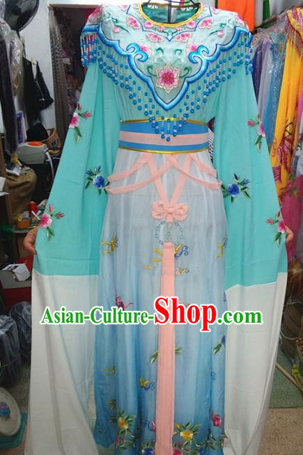 Chinese Traditional Beijing Opera Actress Costume Peking Opera Princess Blue Dress for Adults