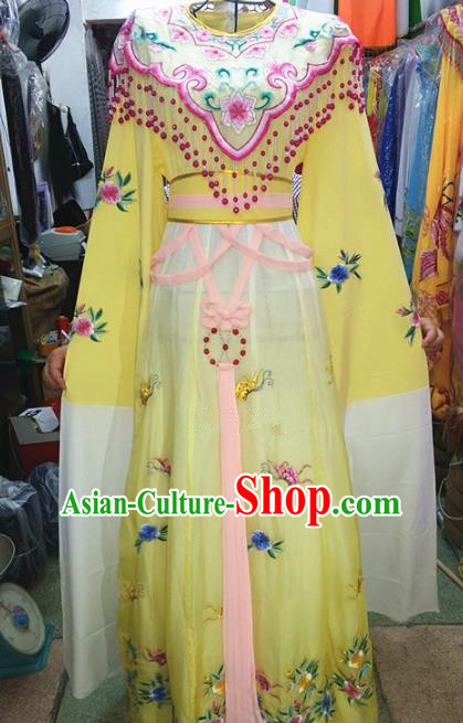 Chinese Traditional Beijing Opera Actress Costume Peking Opera Princess Yellow Dress for Adults