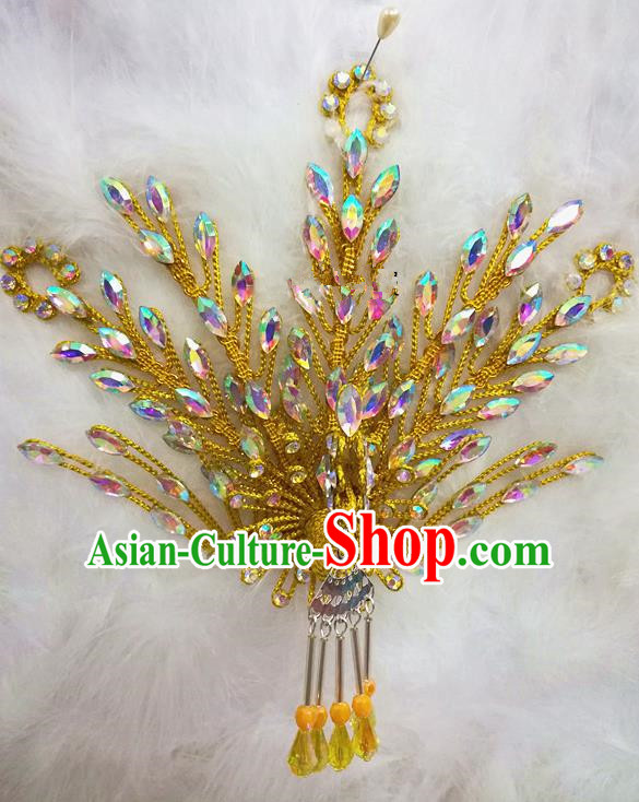 Chinese Traditional Beijing Opera Hair Accessories Peking Opera Princess Golden Phoenix Hairpins for Adults