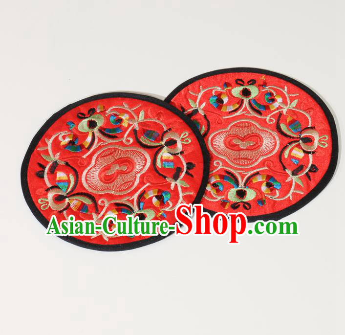 Chinese Traditional Household Accessories Classical Embroidered Red Brocade Teacup Mat