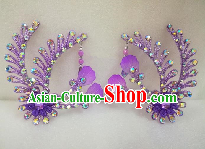 Chinese Traditional Beijing Opera Hair Accessories Peking Opera Princess Purple Hairpins Complete Set for Adults