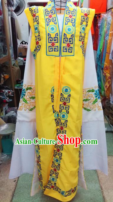 Chinese Traditional Beijing Opera Old Gentleman Costume Peking Opera Embroidered Yellow Clothing for Adults