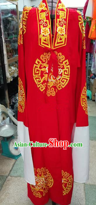 Chinese Traditional Beijing Opera Old Gentleman Costume Peking Opera Red Robe for Adults