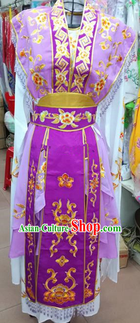 Chinese Traditional Beijing Opera Princess Purple Dress Peking Opera Actress Costume for Adults