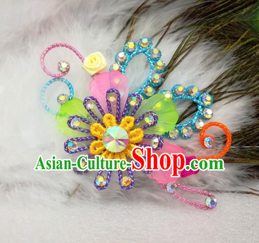 Chinese Traditional Beijing Opera Actress Hair Accessories Peking Opera Princess Colorful Flowers Hairpins for Adults