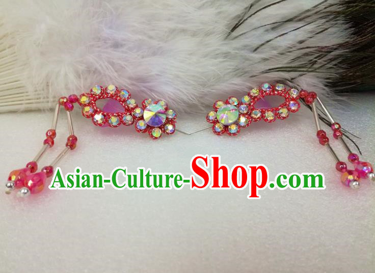 Chinese Traditional Beijing Opera Actress Hair Accessories Ancient Princess Red Hairpins for Adults