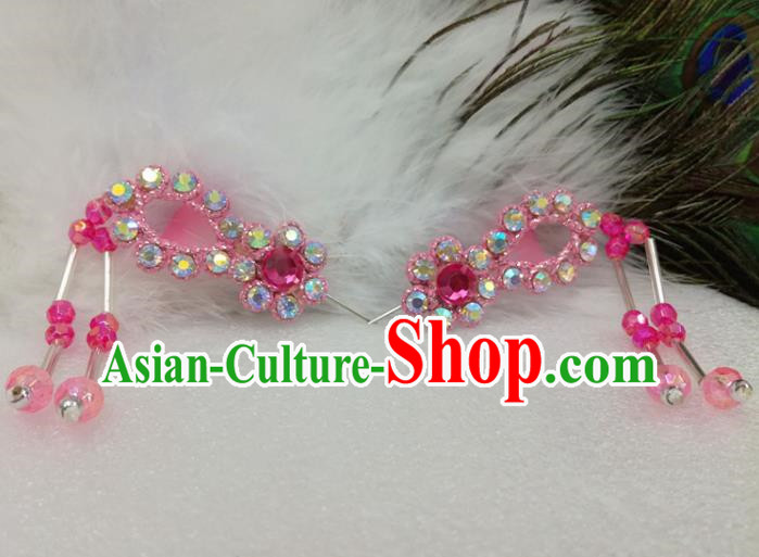 Chinese Traditional Beijing Opera Actress Hair Accessories Ancient Princess Pink Hairpins for Adults