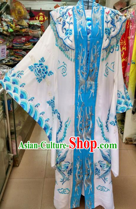 Chinese Traditional Beijing Opera Queen Blue Dress Peking Opera Actress Costume for Adults