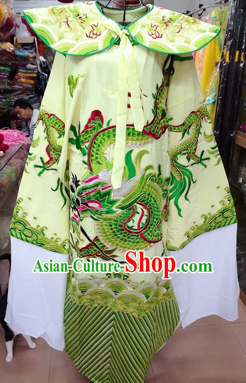 Chinese Traditional Beijing Opera Minister Costume Peking Opera Old Gentleman Green Embroidered Robe for Adults