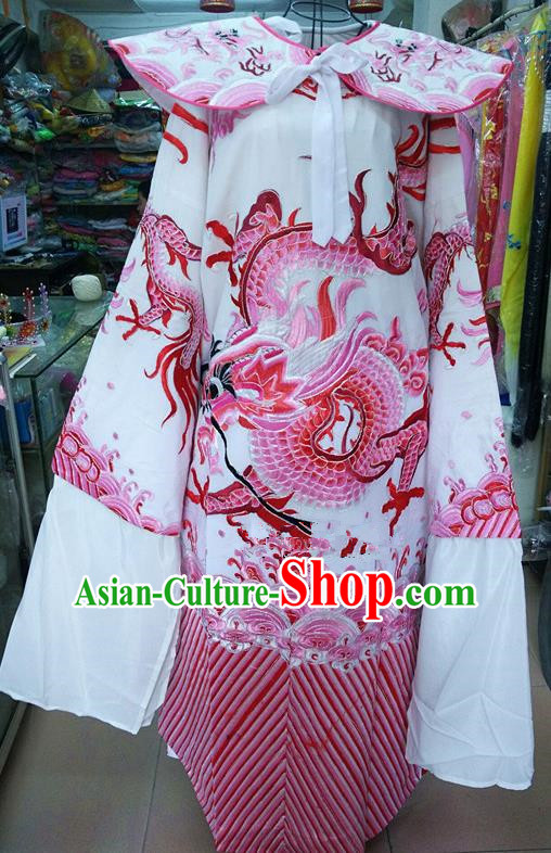 Chinese Traditional Beijing Opera Minister Costume Peking Opera Old Gentleman Pink Embroidered Robe for Adults