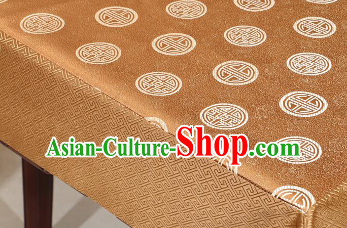 Chinese Traditional Longevity Pattern Bronze Brocade Desk Cloth Classical Satin Household Ornament Table Cover