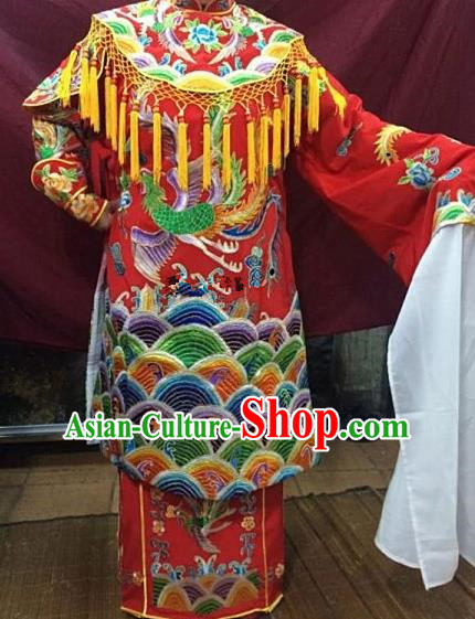 Chinese Traditional Beijing Opera Queen Red Water Sleeve Dress Peking Opera Actress Costume for Adults