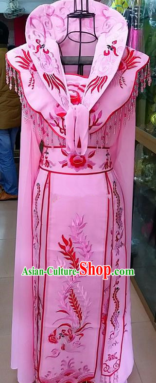 Chinese Traditional Beijing Opera Princess Pink Embroidered Dress Peking Opera Actress Costume for Adults