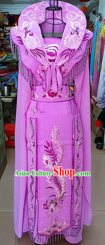 Chinese Traditional Beijing Opera Princess Lilac Embroidered Dress Peking Opera Actress Costume for Adults