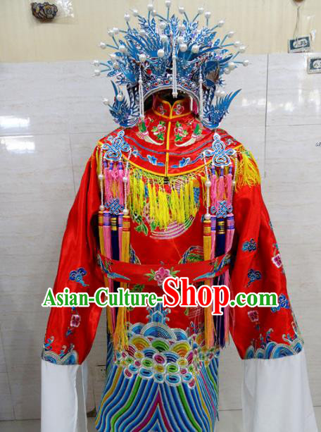 Chinese Traditional Beijing Opera Actress Red Embroidered Robe Peking Opera Imperial Concubine Costume for Adults