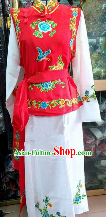 Chinese Traditional Beijing Opera Maidservants Red Dress Peking Opera Young Lady Costume for Adults