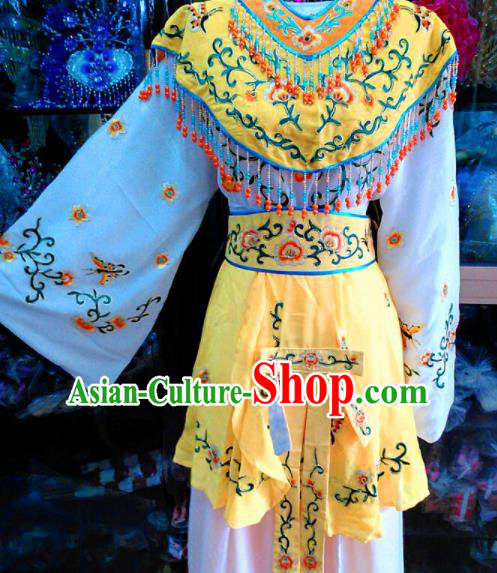Chinese Traditional Beijing Opera Peri Yellow Dress Peking Opera Young Lady Costume for Adults
