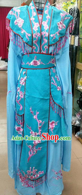 Chinese Traditional Beijing Opera Actress Princess Blue Dress Peking Opera Peri Costume for Adults