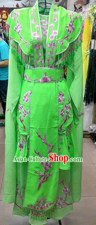 Chinese Traditional Beijing Opera Actress Princess Green Dress Peking Opera Peri Costume for Adults