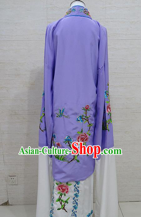 Chinese Traditional Beijing Opera Embroidered Peony Purple Dress Peking Opera Diva Costume for Adults