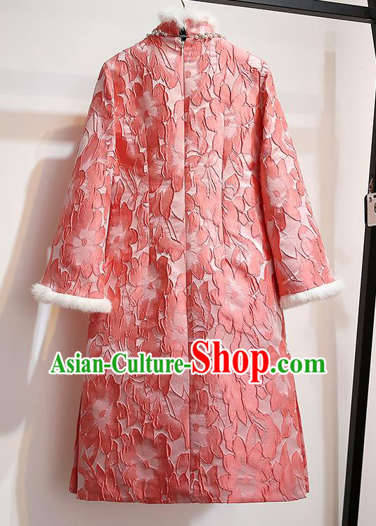 Chinese Traditional Costume Tang Suit Qipao Dress Pink Cheongsam for Women