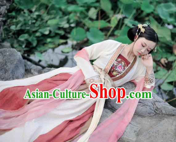 Chinese Ancient Imperial Concubine Hanfu Dress Traditional Tang Dynasty Palace Lady Historical Costumes Complete Set