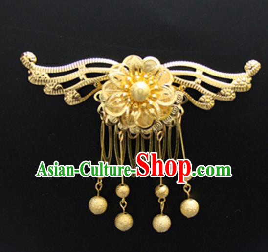 Chinese Traditional Hair Accessories Wedding Golden Butterfly Hair Comb for Women