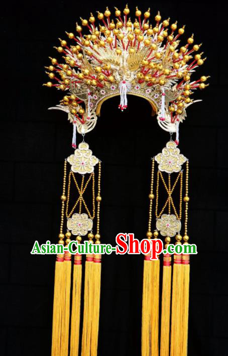 Chinese Traditional Beijing Opera Diva Hair Accessories Peking Opera Queen Golden Phoenix Coronet