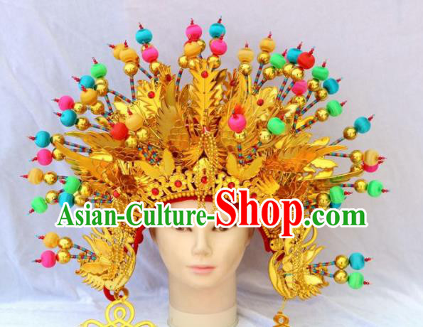 Chinese Traditional Beijing Opera Hair Accessories Peking Opera Imperial Consort Golden Phoenix Coronet