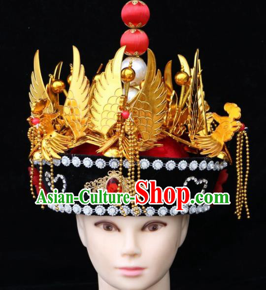 Chinese Traditional Beijing Opera Hair Accessories Ancient Qing Dynasty Imperial Consort Hat Phoenix Coronet