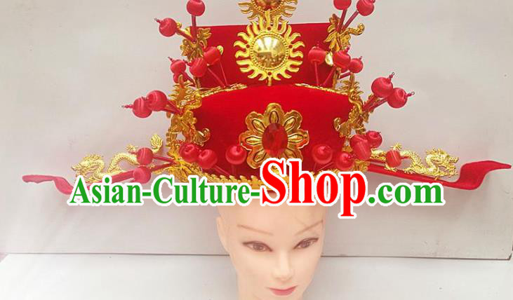 Chinese Traditional Beijing Opera Niche Headwear Peking Opera Number One Scholar Red Hat