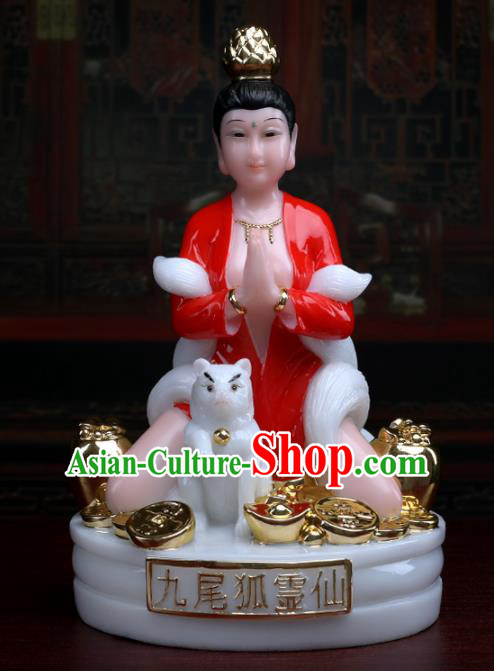 Chinese Traditional Religious Supplies Feng Shui Gumiho Goddess Statue Taoism Decoration
