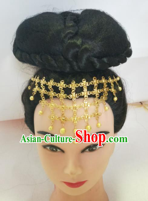 Chinese Traditional Bride Hair Accessories Wedding Golden Headband for Women