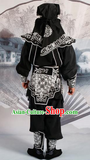 Chinese Traditional Beijing Opera Takefu Black Costume Ancient Swordsman Clothing