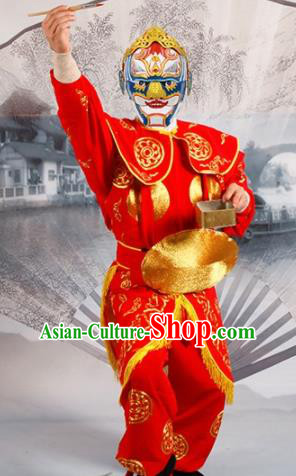 Chinese Traditional Beijing Opera Takefu Sun Wukong Costume Ancient Warrior Red Clothing