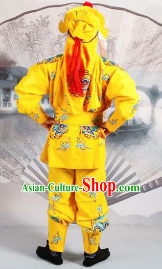 Chinese Traditional Beijing Opera Takefu Yellow Costume Ancient Imperial Bodyguard Clothing