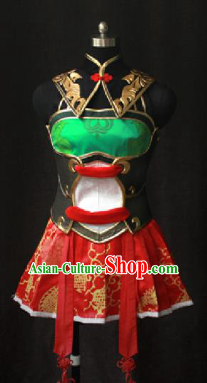 Top Grade Cosplay Heroine Costume Halloween Swordswoman Red Dress for Women