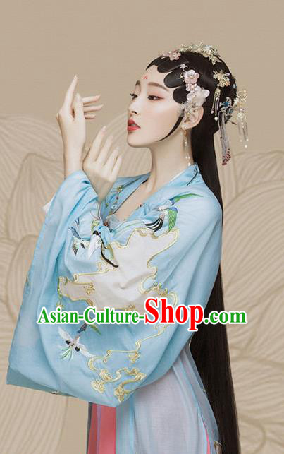 Chinese Ancient Imperial Consort Hanfu Dress Traditional Beijing Opera Actress Costume and Headpiece for Women