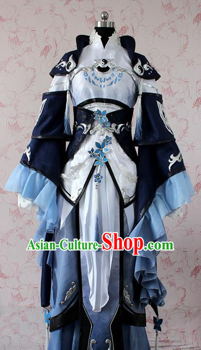 Chinese Ancient Swordswoman Costume Traditional Cosplay Peri Princess Dress for Women