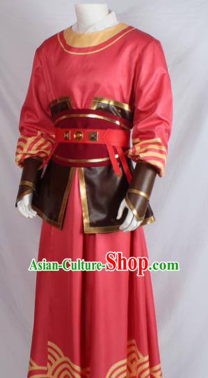 Chinese Ancient Imperial Bodyguard Red Costume Traditional Cosplay Swordsman Clothing for Men