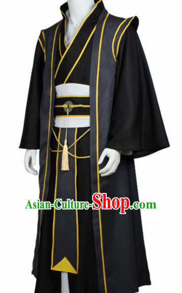 Chinese Ancient Imperial Bodyguard Black Costume Traditional Cosplay Swordsman Clothing for Men