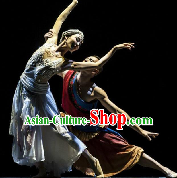 Traditional Chinese Classical Dance Costume China Ethnic Couple Dance Clothing Complete Set