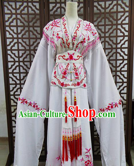 Traditional Chinese Beijing Opera Actress Costume Peking Opera Princess White Dress