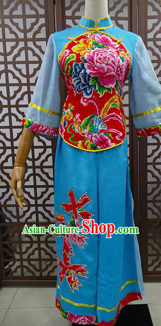 Traditional Chinese Beijing Opera Actress Costume Peking Opera Maidservants Blue Clothing