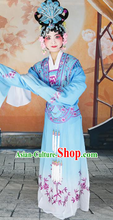 Traditional Chinese Beijing Opera Princess Costume Peking Opera Diva Blue Dress
