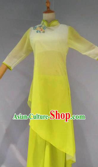 Traditional Chinese Folk Dance Costume China Yangko Dance Yellow Clothing for Women