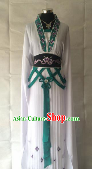 Traditional Chinese Beijing Opera Palace Costume Ancient Court Maid White Dress for Women