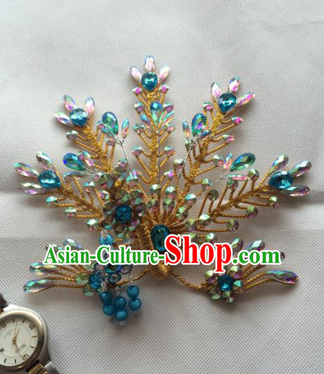 Asian Chinese Beijing Opera Hair Accessories Golden Phoenix Hair Clip Ancient Princess Hairpins for Women